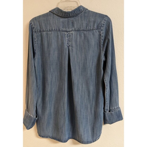 Women's Elevenses By Anthro Blue Chambray 100% Tencel Denim Button-Up Shirt S - Picture 2 of 12